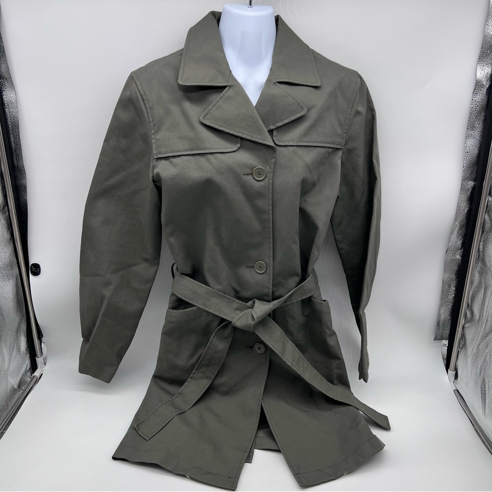 Old Navy Classic Green Khaki Short Trench Coat w/Tie-Size M
